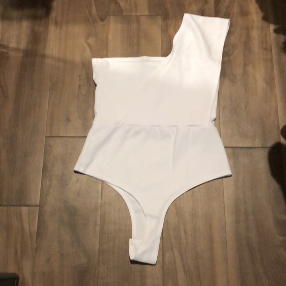 White One Shoulder Onesie - Picture 3 of 5